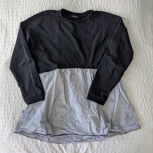 ROOLEE PEPLUM GRID TOP